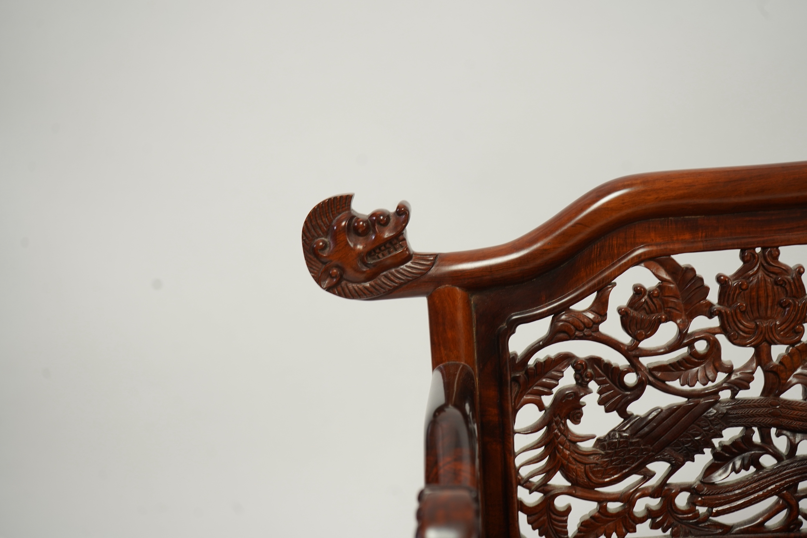 A Chinese huanghuali throne-shaped dressing cabinet, 20th century